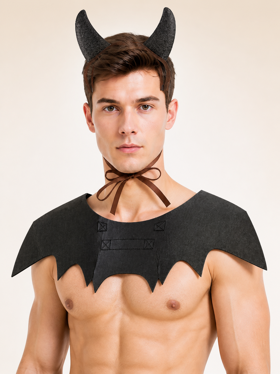 Black Carnival Headband with Wings and Horns for Halloween Costume Headwear detail 2
