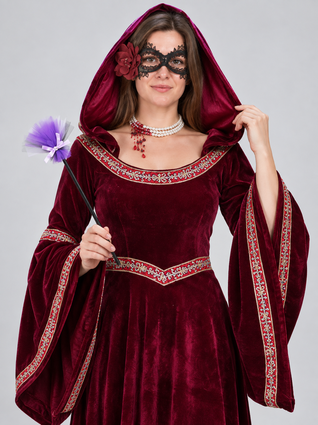 Medieval-Style Carnival Costume, Burgundy