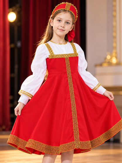 Stage Costume with Red Dress and Headpiece Costume Dresses detail 2