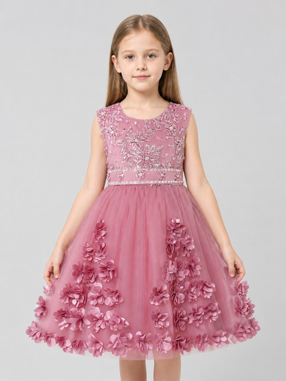 Fancy Full-Skirt Dress with Embroidery and Floral Decoration Costume Dresses detail
