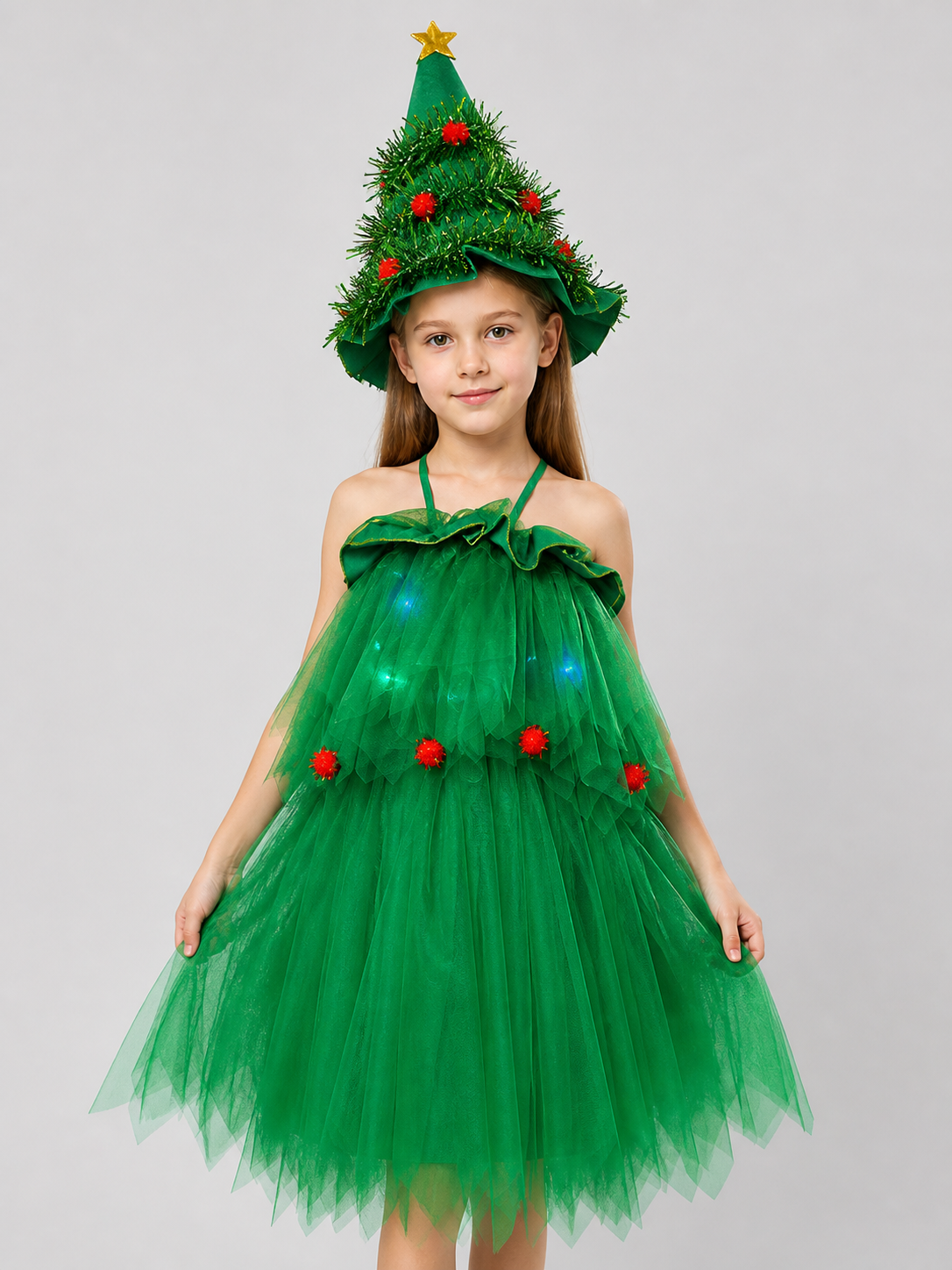 Light-Up Christmas Tree Costume with Dress and Hat Costume Dresses detail 3