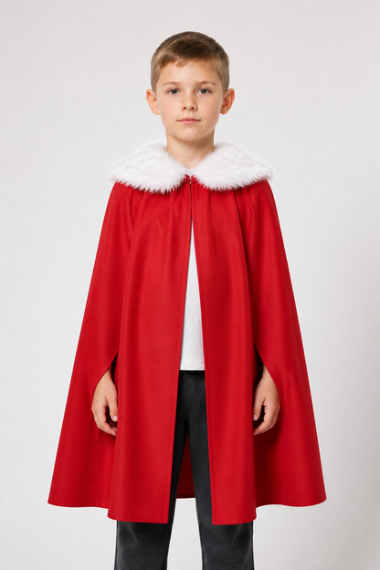 Long Cosplay Cape with White Fur Trim Costume Capes detail 3