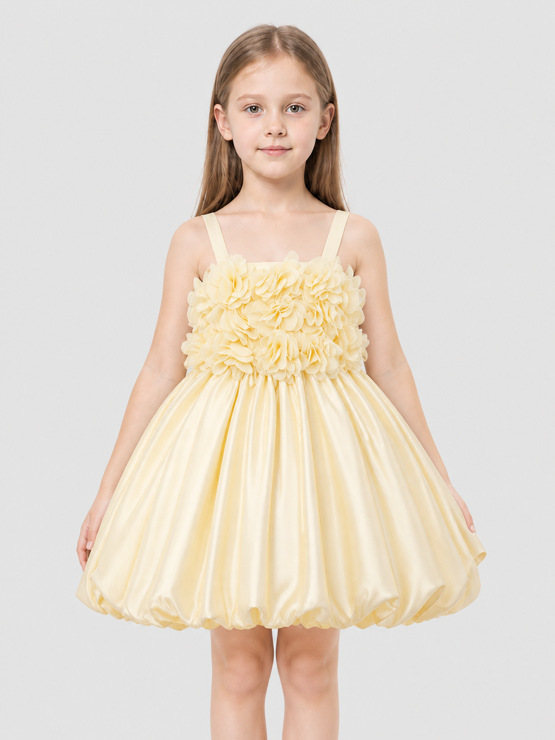 Girls' Tutu Dress with 3D Flowers, Champagne Costume Dresses detail 3