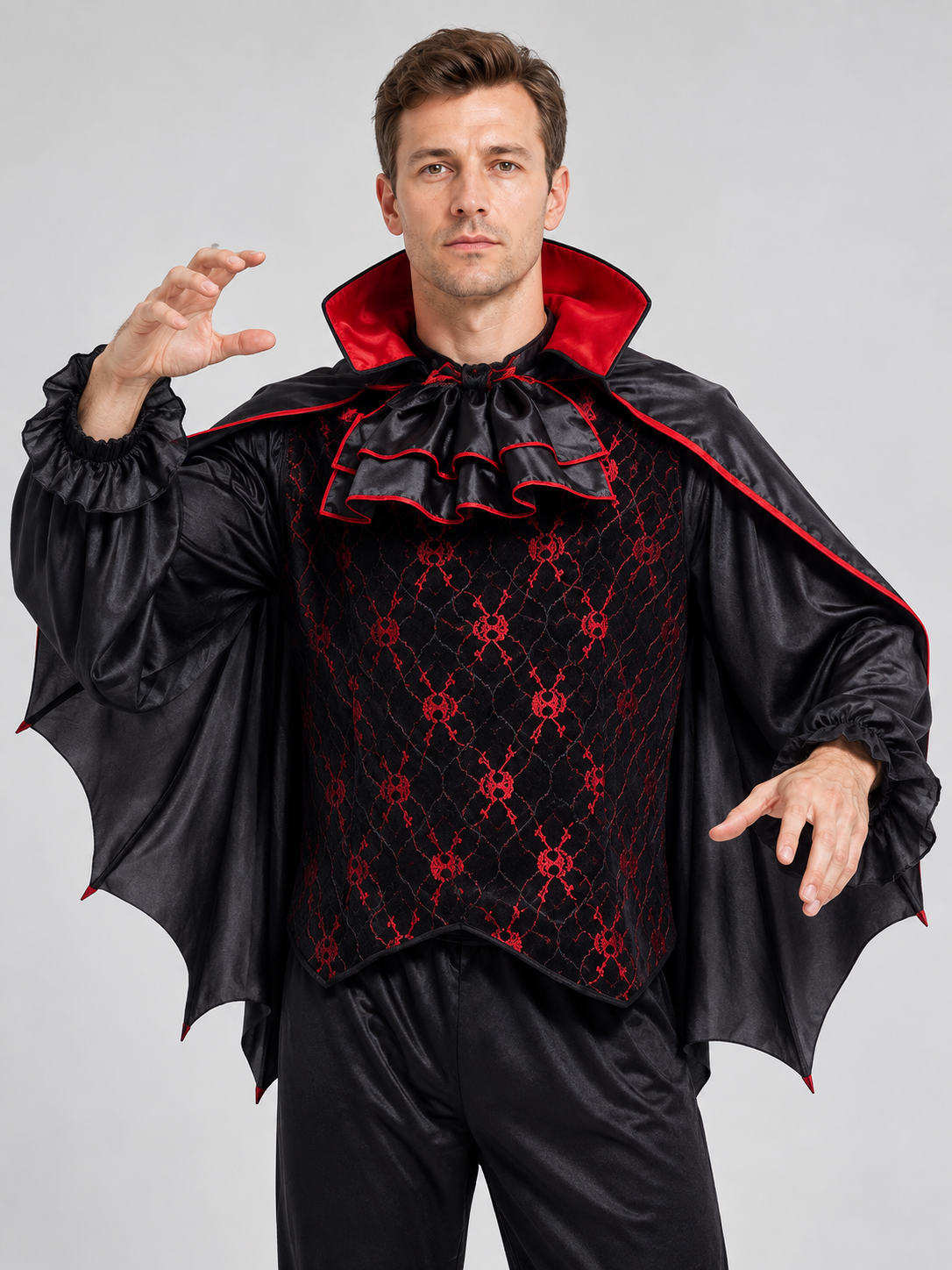 Vampire Costume with Bat-Wing Cape and Collar Costume Capes detail 2