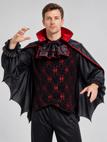 Vampire Costume with Bat-Wing Cape and Collar Costume Capes detail 2