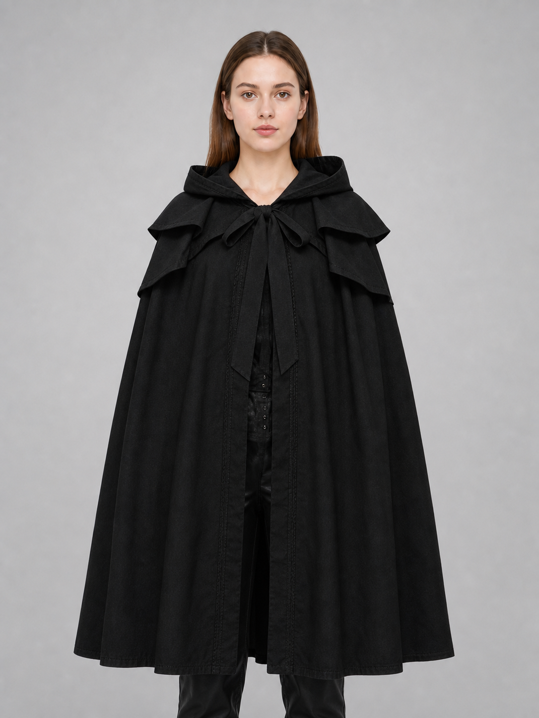 Black Gothic Hooded Cloak in Medieval Style