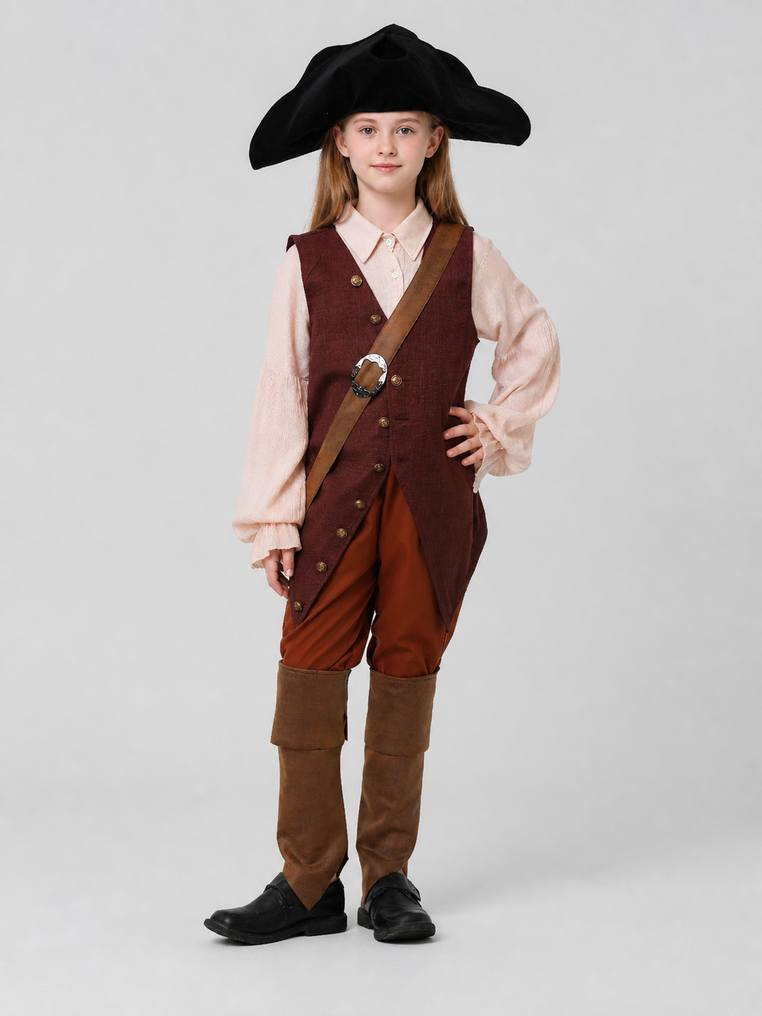 Children's Pirate Costume with Vest and Hat, S-XXL