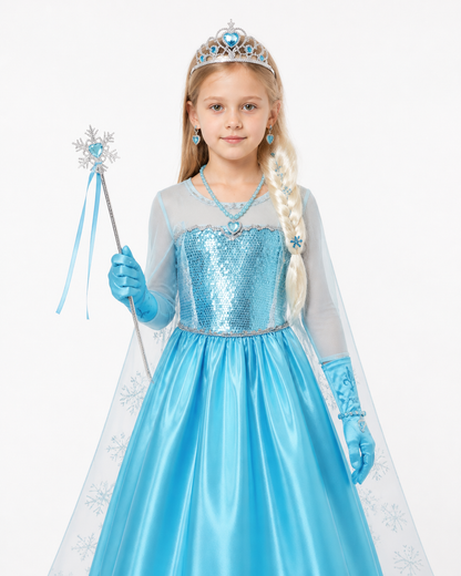 Elsa Costume with Dress, Crown, and Accessories Costume Dresses detail 3