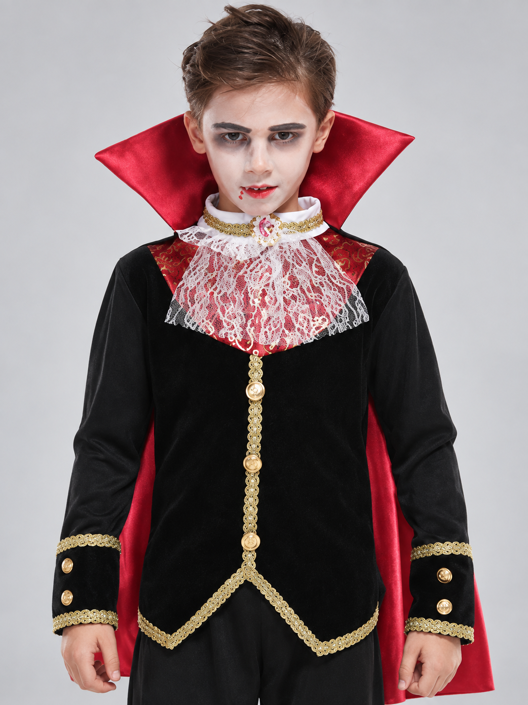 Children's vampire costume with cape and fangs Costume Capes detail 2