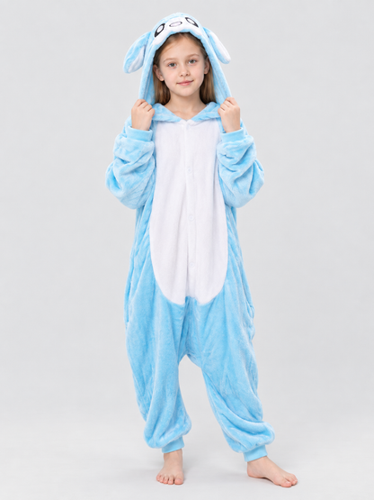 Flannel Hooded Pajama Jumpsuit with Ears