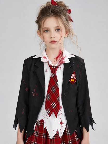 Zombie Costume in School Uniform Style with Bloody Print
