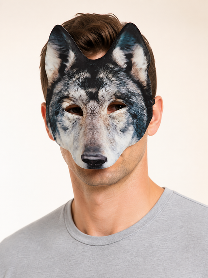 Gray and White Wolf Carnival Headpiece for Halloween Costume Headwear detail 2