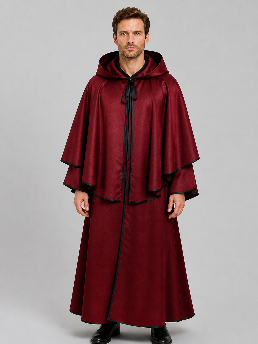 Dark Red Hooded Halloween Cosplay Cloak Costume Capes detail 3