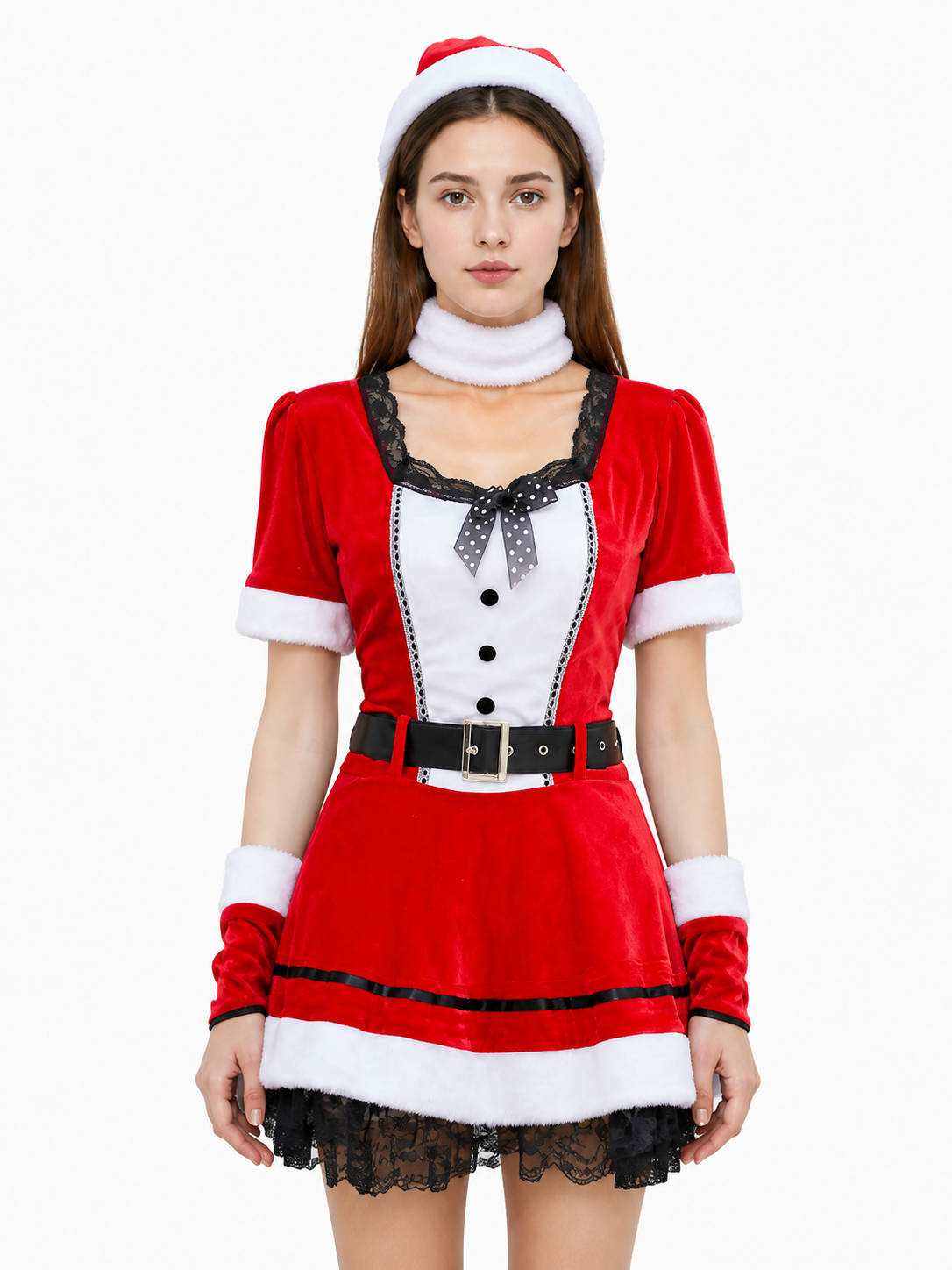 New Year's Carnival Costume, Dress with Fur Trim Costume Dresses detail 3