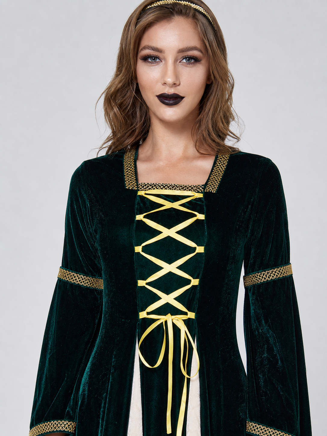 Medieval Costume with Gold Lacing and Sleeves
