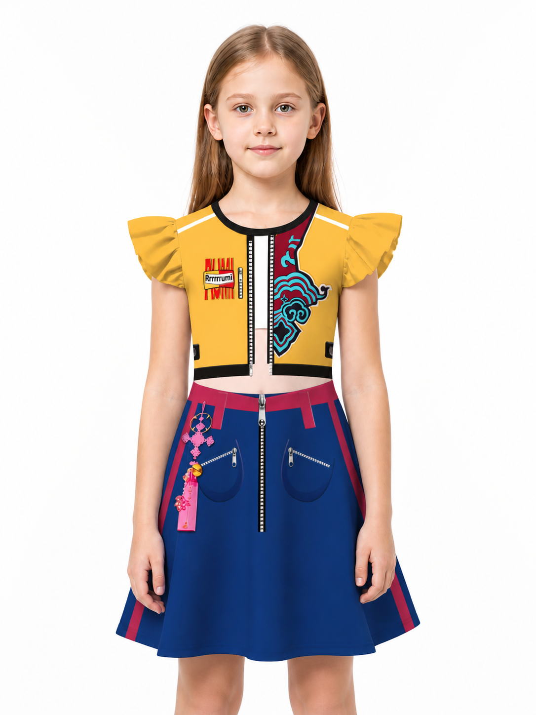 Halloween Costume Dress with Print and Zipper