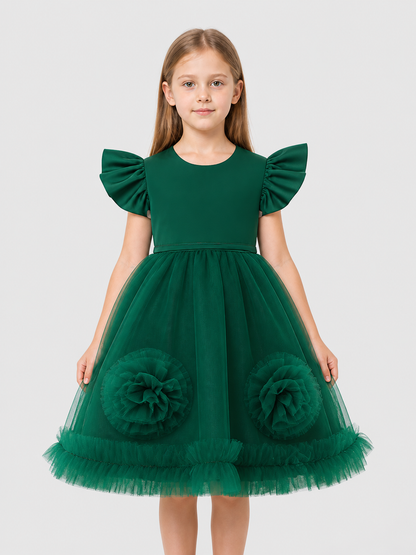 Girls’ Princess Dress with Full Skirt and Flowers product detail 3