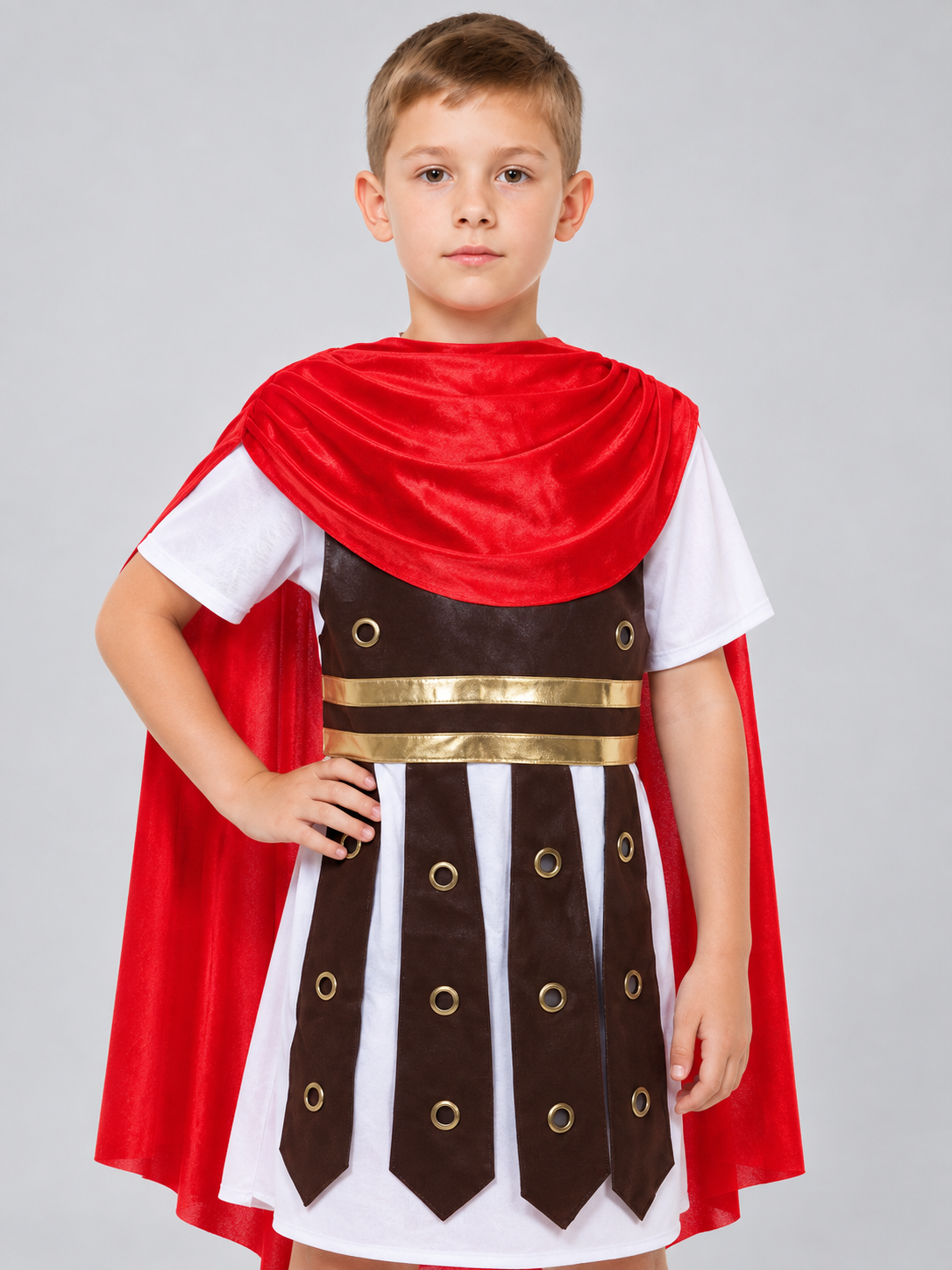 Kids' Warrior Carnival Costume with Red Cape
