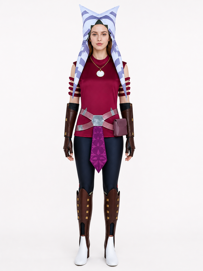 Ahsoka Cosplay Costume, Red, Set Costumes detail 3