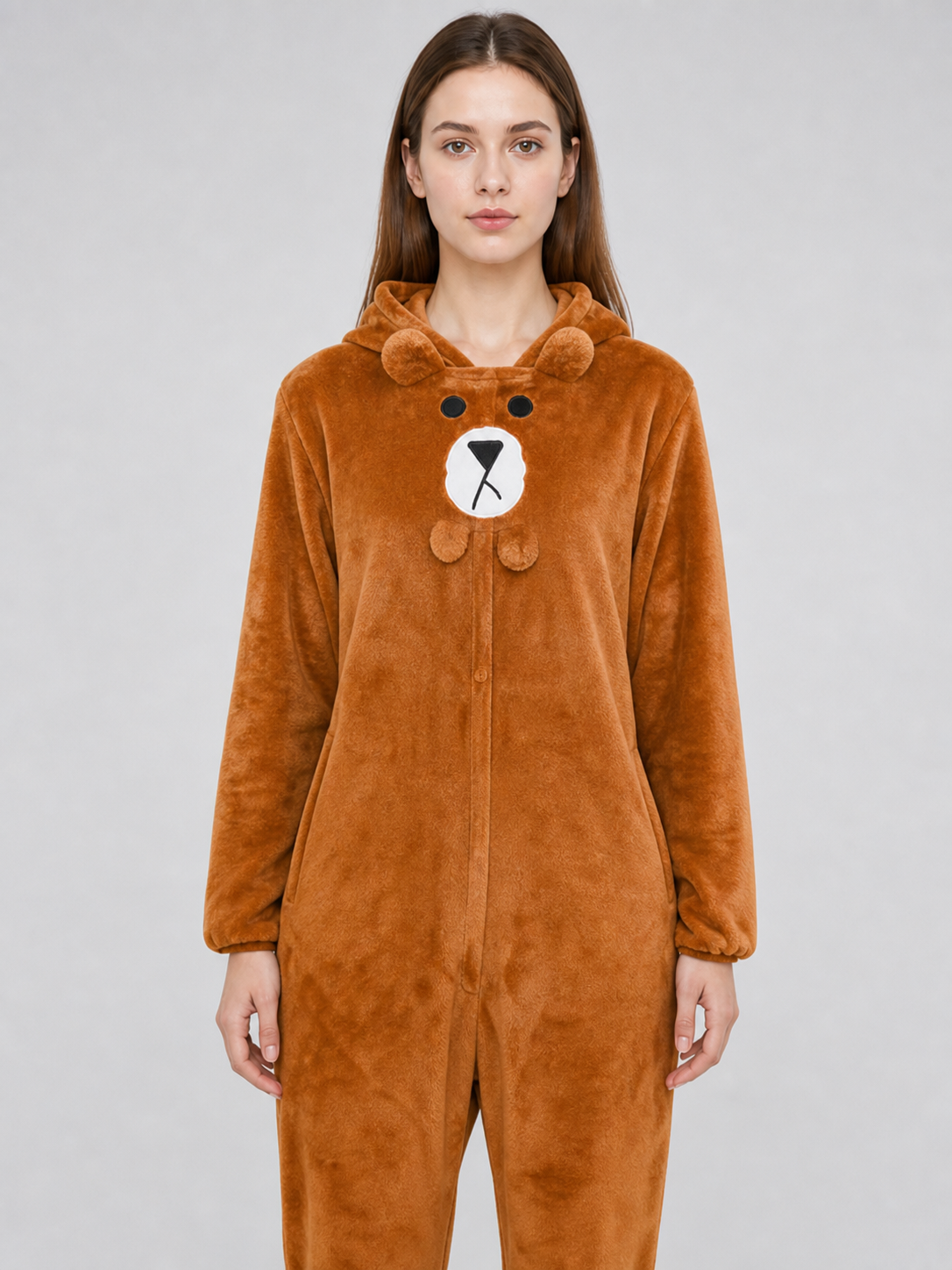 Plush Hooded Bear Kigurumi Jumpsuit