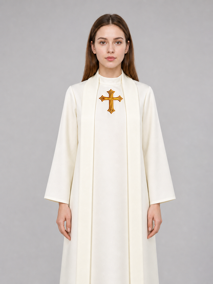 Cosplay Costume: White Cassock with Cross and Belt