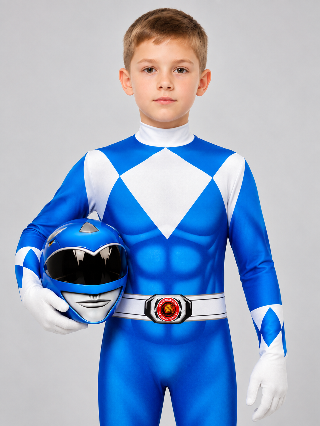 Blue Cosplay Costume Jumpsuit with Geometric Pattern