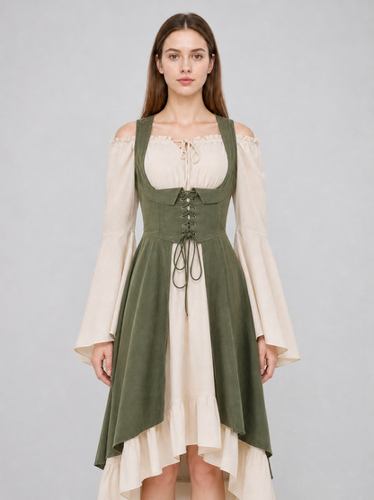 Medieval-Style Lace-Up Pinafore Dress