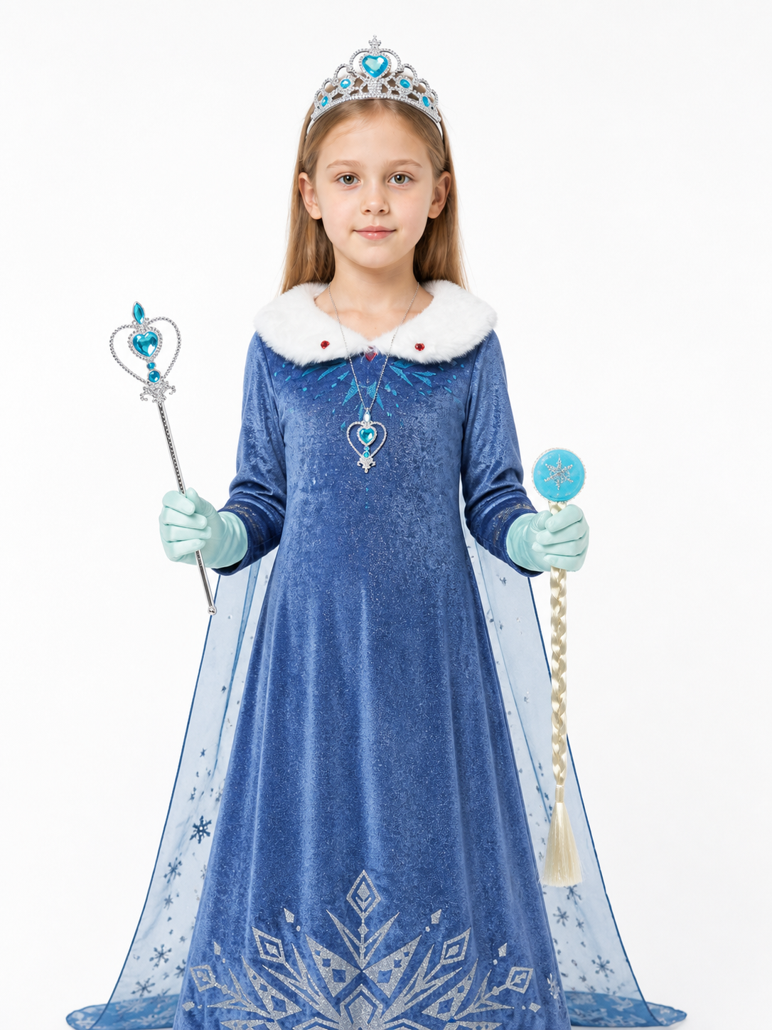 Snow Queen Costume with Dress and Accessories Costume Dresses detail 3