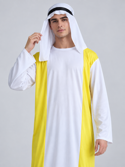 White Carnival Costume with Yellow Inserts