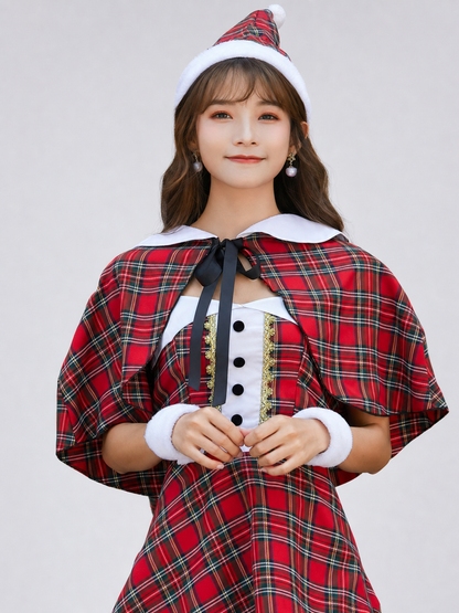 Retro Cosplay Costume: Dress and Short Cape
