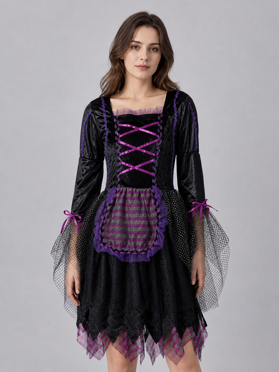 Witch Costume with Dress and Pointed Hat