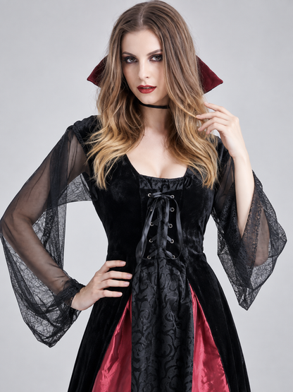 Black carnival costume dress with red inserts