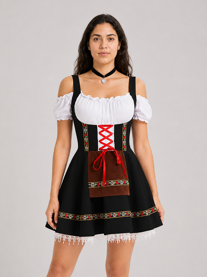 Sundress with Apron and Colorful Ribbons
