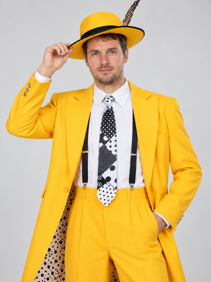 Cosplay Costume: Yellow Coat, Pants, Hat, Tie