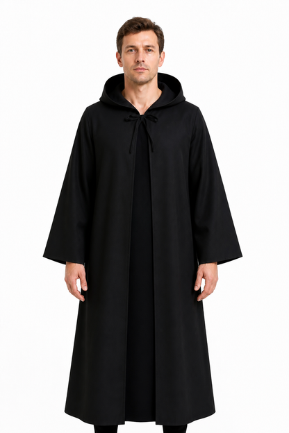Long black hooded cloak for Jedi cosplay Costume Capes detail 3