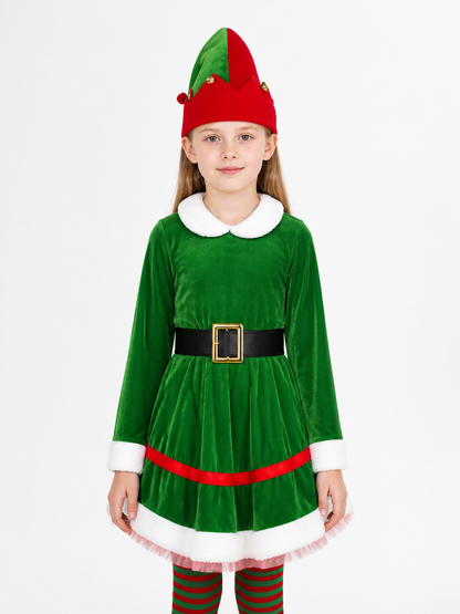 Christmas Elf Costume with Hat, Tights, and Belt