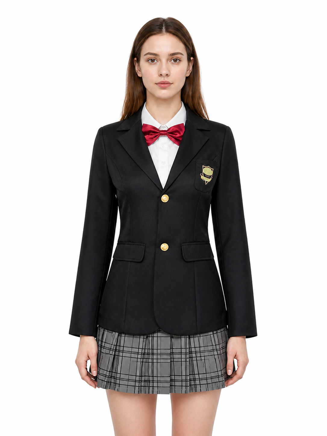 School Uniform with Plaid Skirt and Bow Costume Accessories detail 3