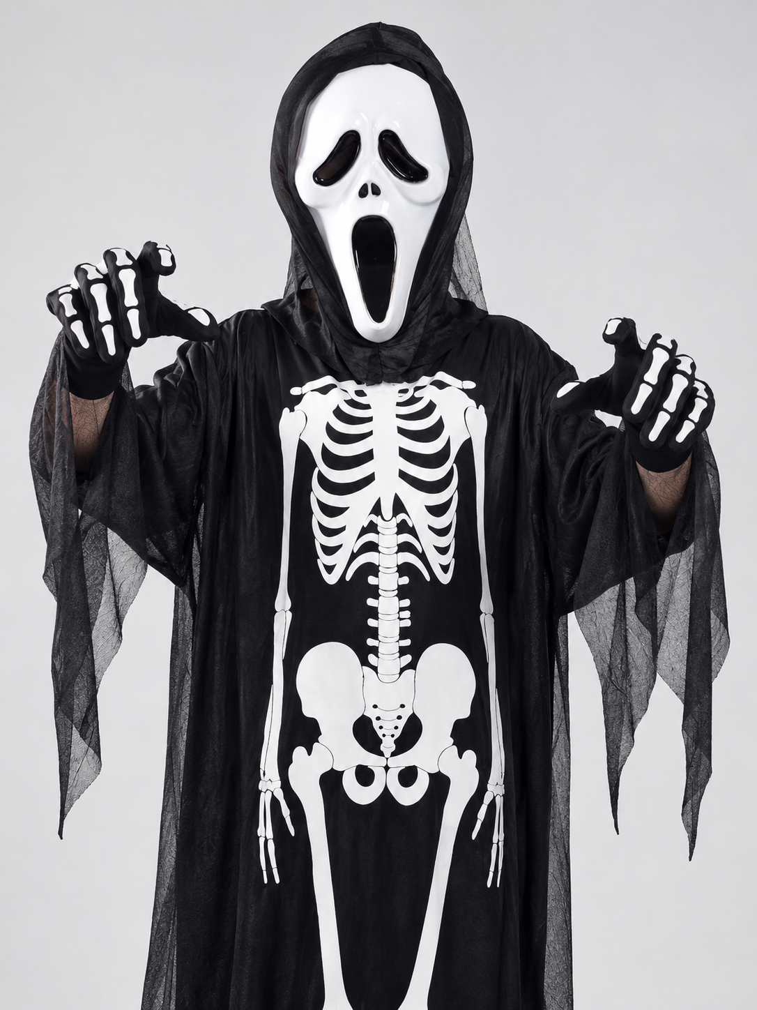 Skeleton Costume with Mask and Gloves Costume Masks detail 2