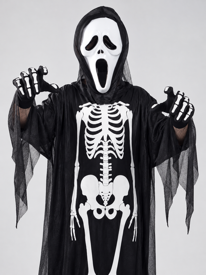 Skeleton Costume with Mask and Gloves Costume Masks detail 2