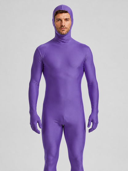 Purple Form-Fitting Bodysuit with Open Face product detail 3