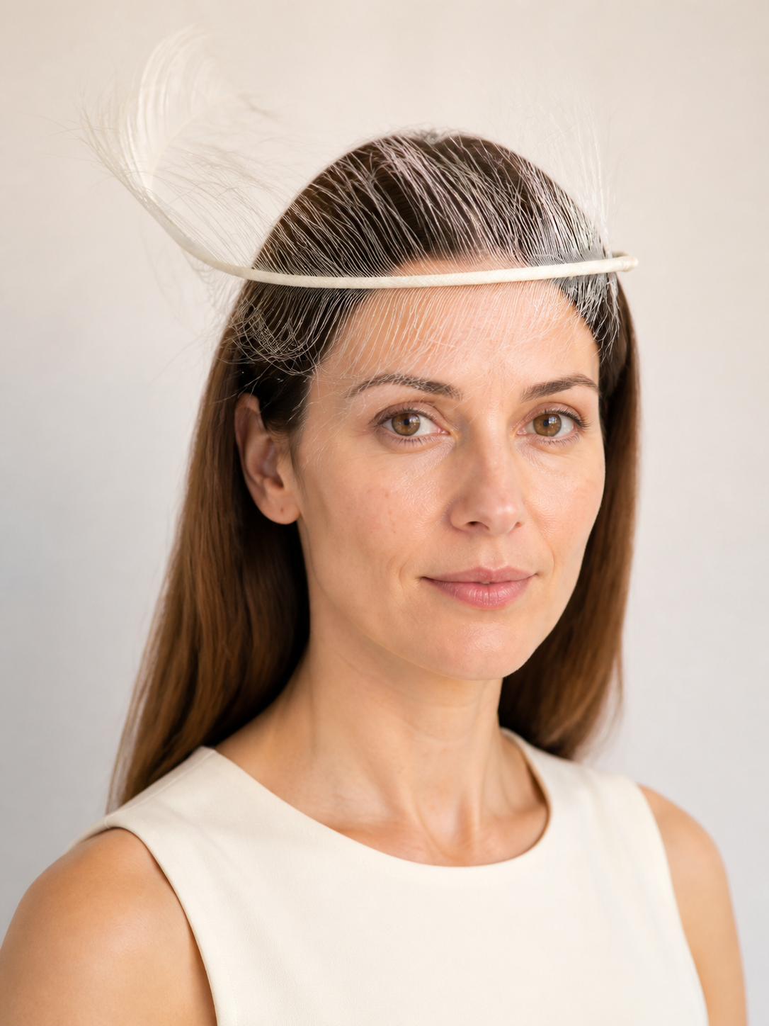 Carnival Headband with White Feathers, Accessory Costume Headwear detail 2