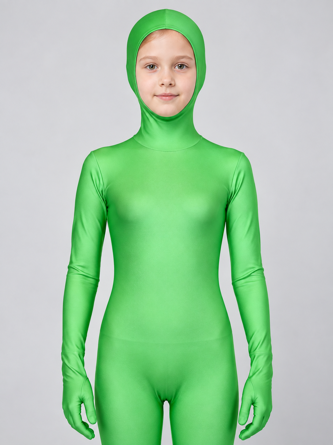 Bright Green Masquerade Jumpsuit with Hood product detail 2