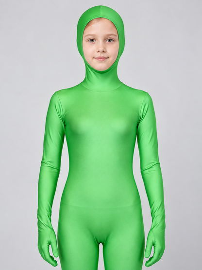 Bright Green Masquerade Jumpsuit with Hood product detail 2