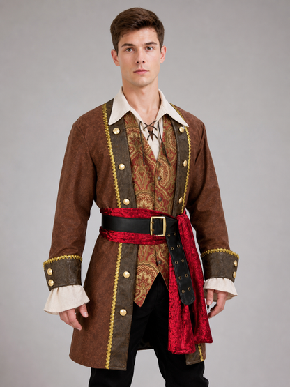 Pirate Costume with Frock Coat and Accessories