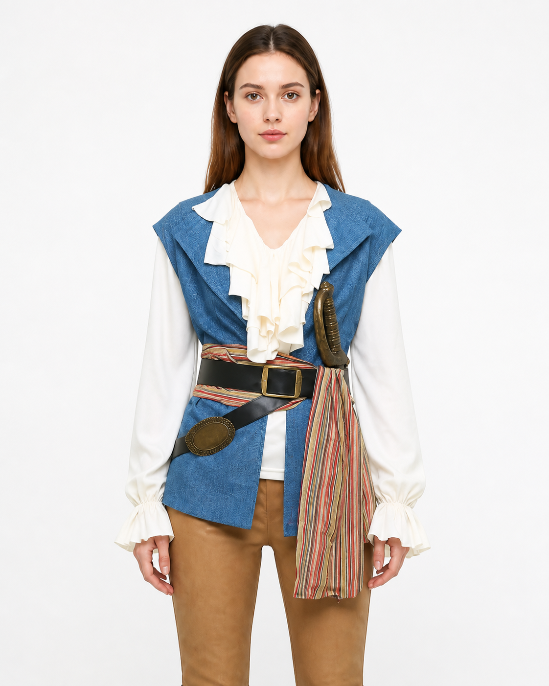 Pirate Costume with Vest and Striped Scarf Costumes detail 2