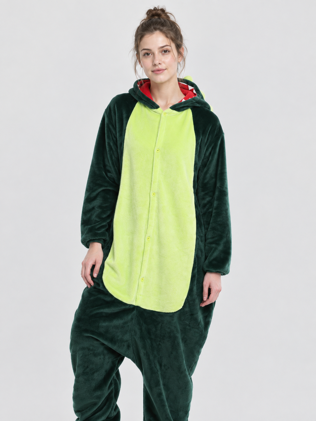 Dark green kigurumi pajama with hood and spikes