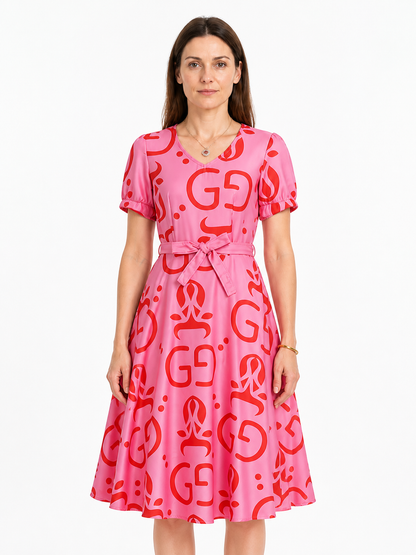 Red Pattern Dress with Belt for Zootopia Cosplay Costume Dresses detail 2