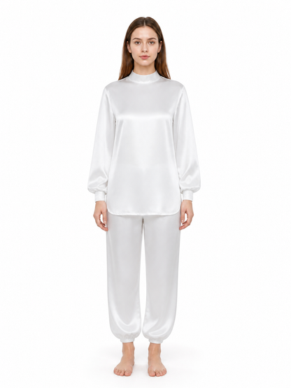 White Cosplay Jumpsuit with High Collar