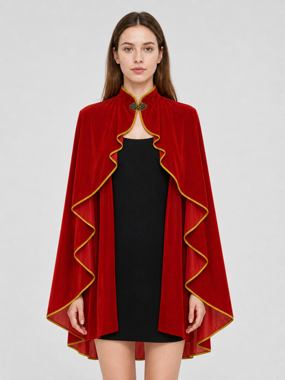 Cape Cloak with a High Collar and Gold Trim
