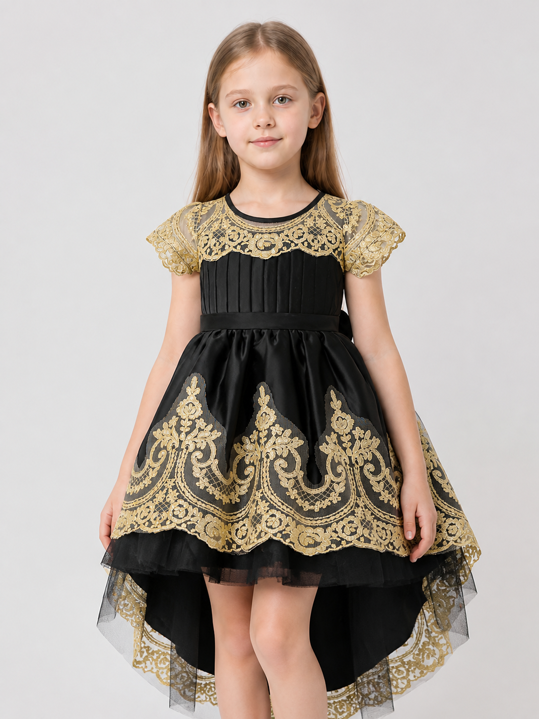 Full Princess Dress with Gold Embroidery and Train Costume Dresses detail 3